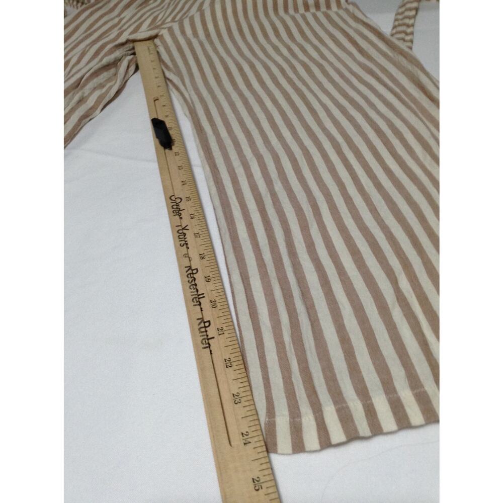 Hem & Thread Striped Wide Leg Jumpsuit Womens Boho Tan White Rayon Lined Small - Picture 3 of 11